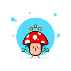 Red mushrooms strong cute character illustration