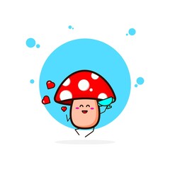 Red mushrooms win cute character illustration