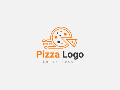 Pizza logo, fast food delivery logo design, pizza service logo design template