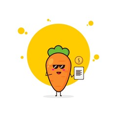 Yellow carrot with data money cute character illustration