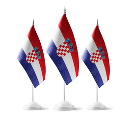 Small national flags of the Croatia on a white background