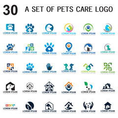 set of pets care vector , set of veterinary logo