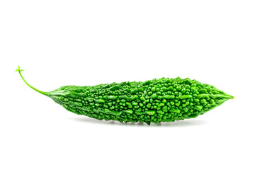 Fresh bitter gourd isolated on white backgroun, mara (Thailand name), macro