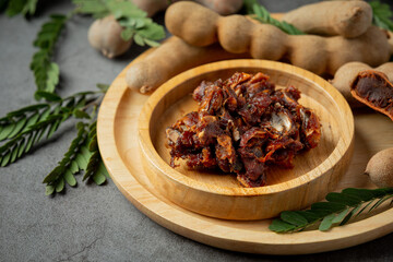 fresh sweet ripe tamarind on dark backgroud