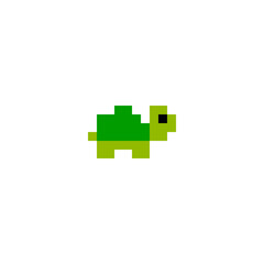 Vector illustration of cartoon Turtle. Pixel art. 8 Bit. Simple icon pixel