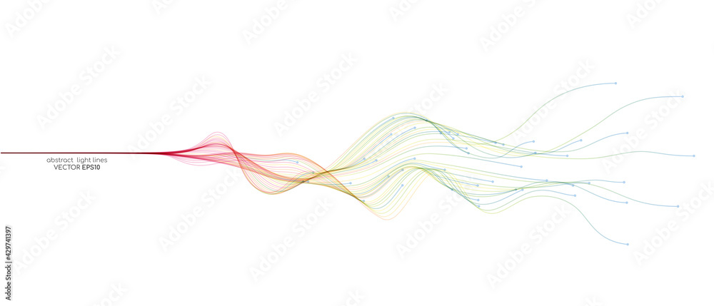 Aufkleber Vector abstract wavy lines flowing dynamic in colorful spectrum colors isolated on white background for concept of modern, technology, digital, communication, science, music.