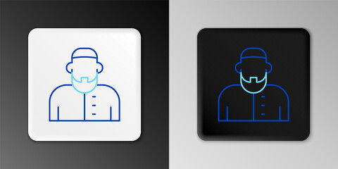 Line Muslim man icon isolated on grey background. Colorful outline concept. Vector