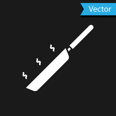 White Frying pan icon isolated on black background. Fry or roast food symbol. Vector Illustration
