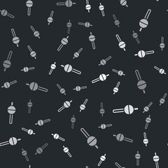 Grey Fishing float icon isolated seamless pattern on black background. Fishing tackle. Vector