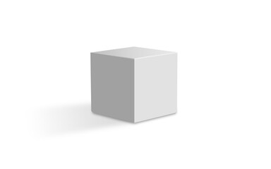 3d illustration single cube on white background with shadow