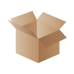 Box. Cardboard box mockup. Mail container. Brown recycling cardboard delivery box or postal parcel packaging, realistic vector illustration isolated on white background