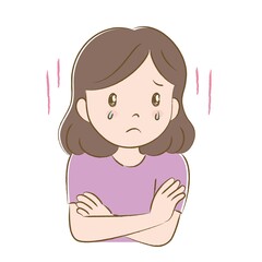 腕を組んで涙を流す女性（手描き風）