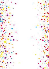 Red Paper Star Illustration. Christmas Dot Decoration. Pink Confetti Frame Background. Shiny Circle Decoration.