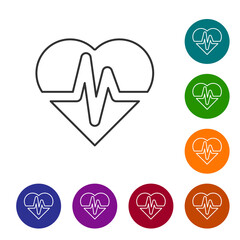 Black line Health insurance icon isolated on white background. Patient protection. Security, safety, protection, protect concept. Set icons in color circle buttons. Vector.