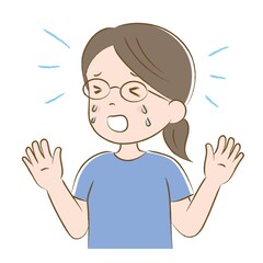 大泣きするめがねの女性（手描き風）