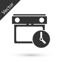 Grey Calendar and clock icon isolated on white background. Schedule, appointment, organizer, timesheet, time management. Vector