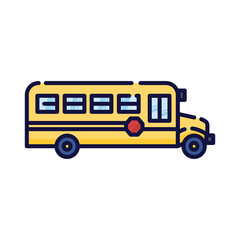 Illustration of the school bus. Filled-outline icon of the school bus