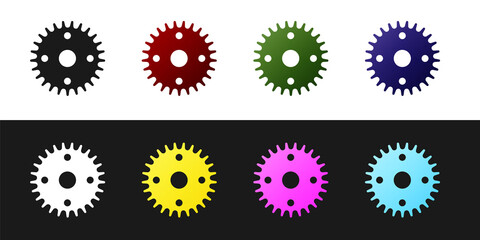 Set Gear icon isolated on black and white background. Cogwheel gear settings sign. Cog symbol. Vector
