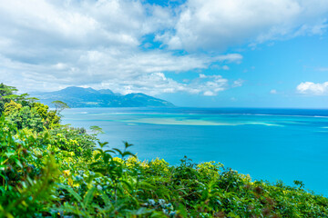 Fototapeta na wymiar Tahiti Holiday Escape, French Polynesia - Mountain View Over the Island