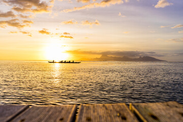 Tahiti Holiday Escape, French Polynesia - Sunset View with Rowers