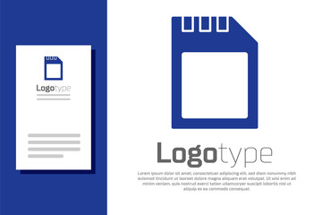 Blue SD card icon isolated on white background. Memory card. Adapter icon. Logo design template element. Vector