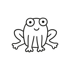 Hand drawn cute frog. Children drawing. Isolated vector illustration in doodle style on white background