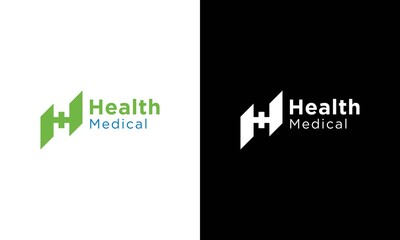 Initial Letter H With medical Luxury Logo. Green logo Template vector Design.
