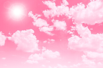 Beautiful Sweet Sky cloud pink love cute color tone for wedding card background.