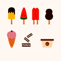 vector set of ice cream icon illustration