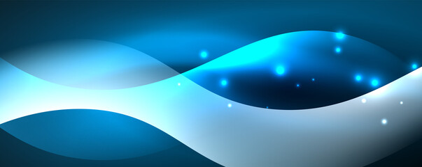 Shiny glowing neon wave, light lines abstract background. Magic energy and motion concept. Vector wallpaper template