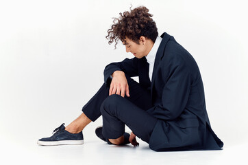 business man curly hair self confidence suit modern style