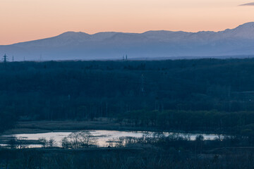 夕日，日没，夕暮れ時