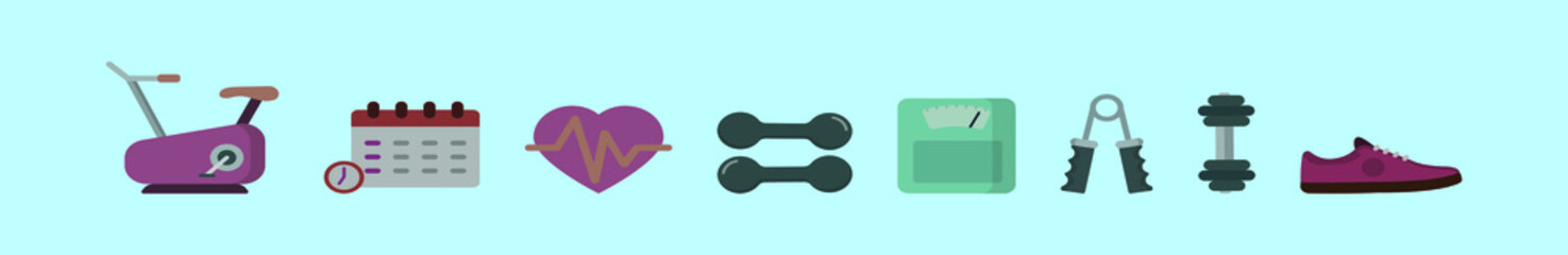 set of fitness cartoon icon design template with various models. vector illustration isolated on blue background