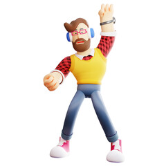 3D Male Cartoon Illustration showing a worried face