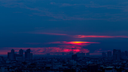 Fototapeta premium abstract background view of the colorful twilight sky.In the evening, the colorful changes (pink, orange, yellow, purple, sky) merge into the beauty of nature