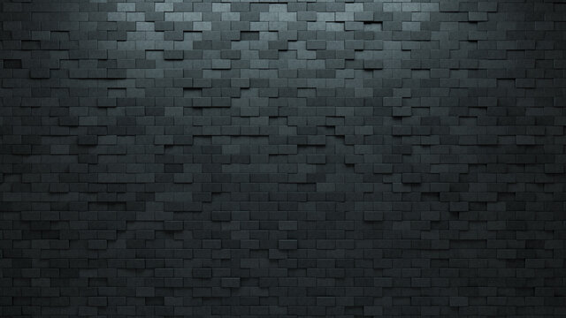 3D, Polished Mosaic Tiles arranged in the shape of a wall. Semigloss, Rectangle, Bricks stacked to create a Concrete block background. 3D Render