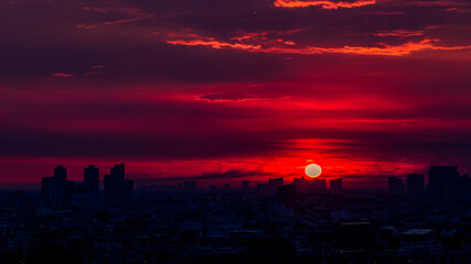 abstract background view of the colorful twilight sky.In the evening, the colorful changes (pink, orange, yellow, purple, sky) merge into the beauty of nature