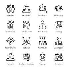 Team‌ ‌Work‌  Outline Icons - Stroked, Vectors