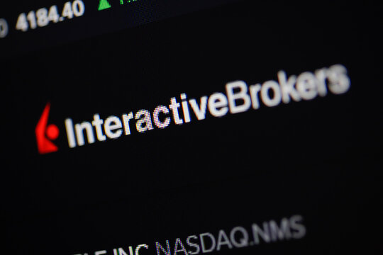 Shallow Depth Of Field (selective Focus) And Macro Image With Interactive Brokers App On A Digital Screen.