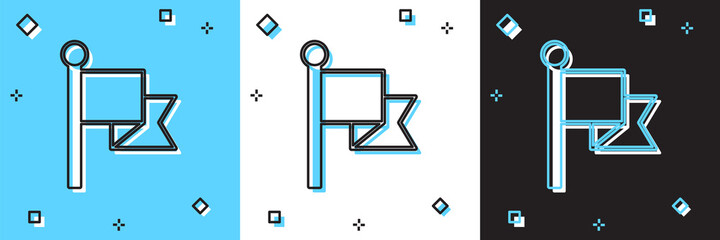 Set Flag icon isolated on blue and white, black background. Victory, winning and conquer adversity concept. Vector