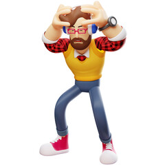 A Man Cartoon Design showing a headache gesture