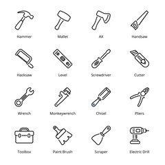 Tools Outline Icons - Stroked, Vectors