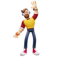 3D Male Cartoon Illustration waving hand