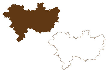 Wetteraukreis district (Federal Republic of Germany, rural district Darmstadt region, State of Hessen, Hesse, Hessia) map vector illustration, scribble sketch Wetteraukreis map