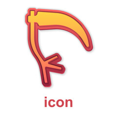 Gold Scythe icon isolated on white background. Happy Halloween party. Vector