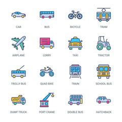 Transportation Filled Icons - Stroked, Vectors