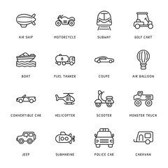 Transportation Outline Icons - Stroked, Vectors