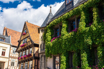 View of the beautiful city hall of Quedlinburg Germany