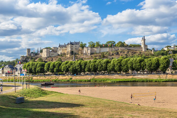 Fototapeta na wymiar Chinon, France. Scenic view of the royal castle by the river 