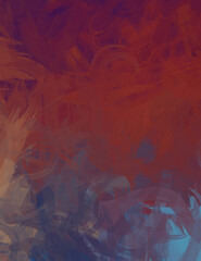 2D illustration of colorful brush strokes. Decorative texture painting. Vibrant paint pattern backdrop.